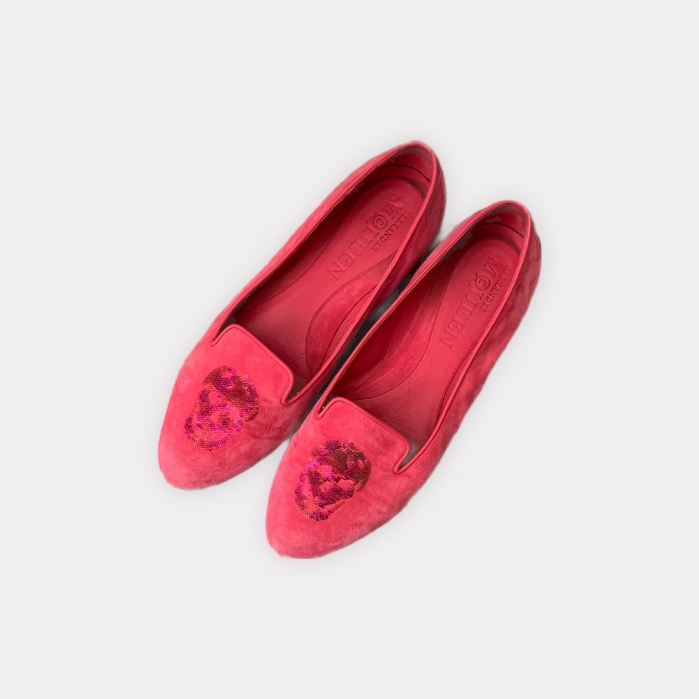 Alexander McQueen Hot Pink Suede Skull Flats Size 9